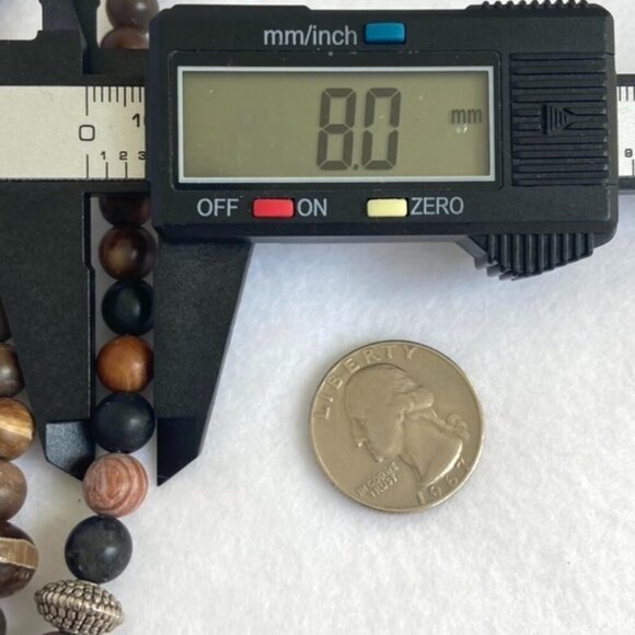 Sterling Silver 925 Tiered Brown Jasper Agate Layered 3 Strand Beaded Necklace - Picture 16 of 16